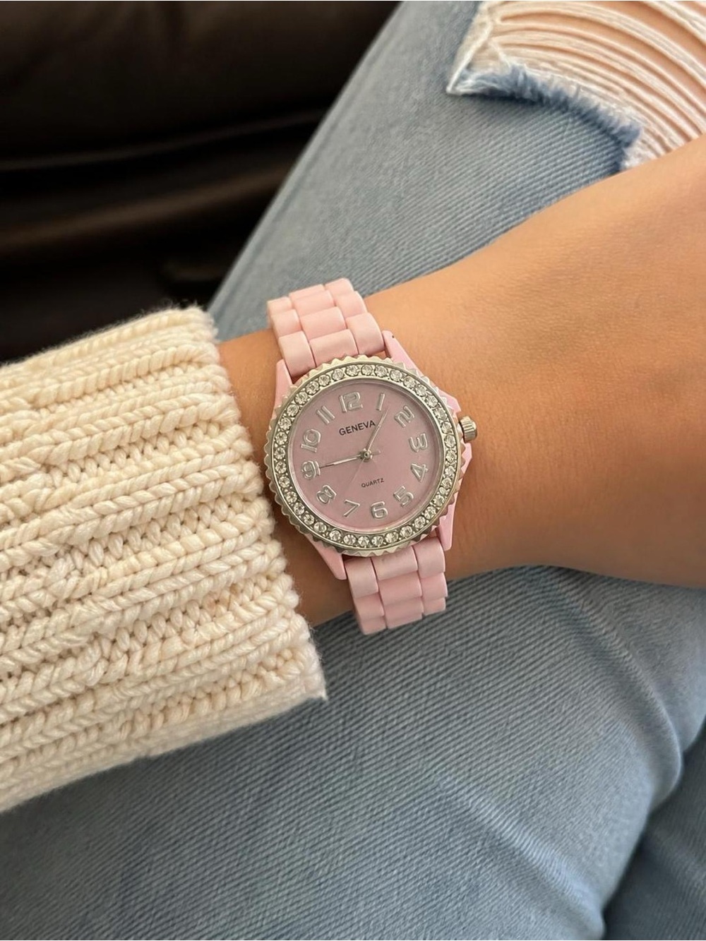 Geneva Blush Pink Crystal Accent Women's Watch